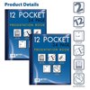 Better Office Products Presentation Book, 12-Pocket, Blue, W/Clear View Front Cover, 8.5in. x 11in. Sheets, 2PK 32015